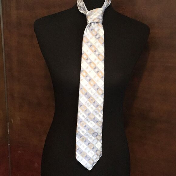 Michael Kors Pattern Tie Light Blue Tan - Picture 2 of 5